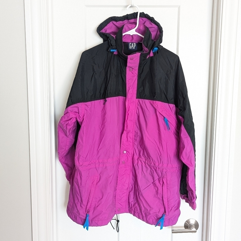 Gap Vintage 90's Windbreaker - Pink and Black - women's XL